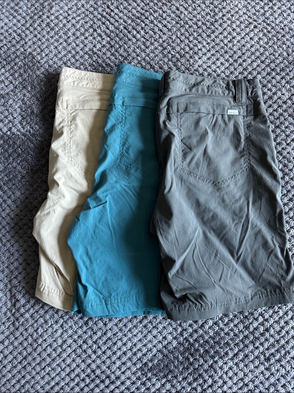 Eddie Bauer Women's Athletic Shorts Trio - Cream, Teal, Gray